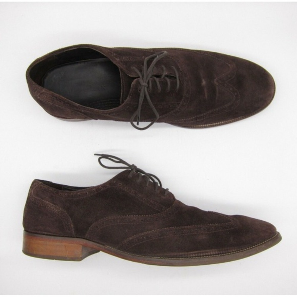Cole Haan 11.5 M Men Wingtip Oxford Suede Brown Dress Shoe C1196F
